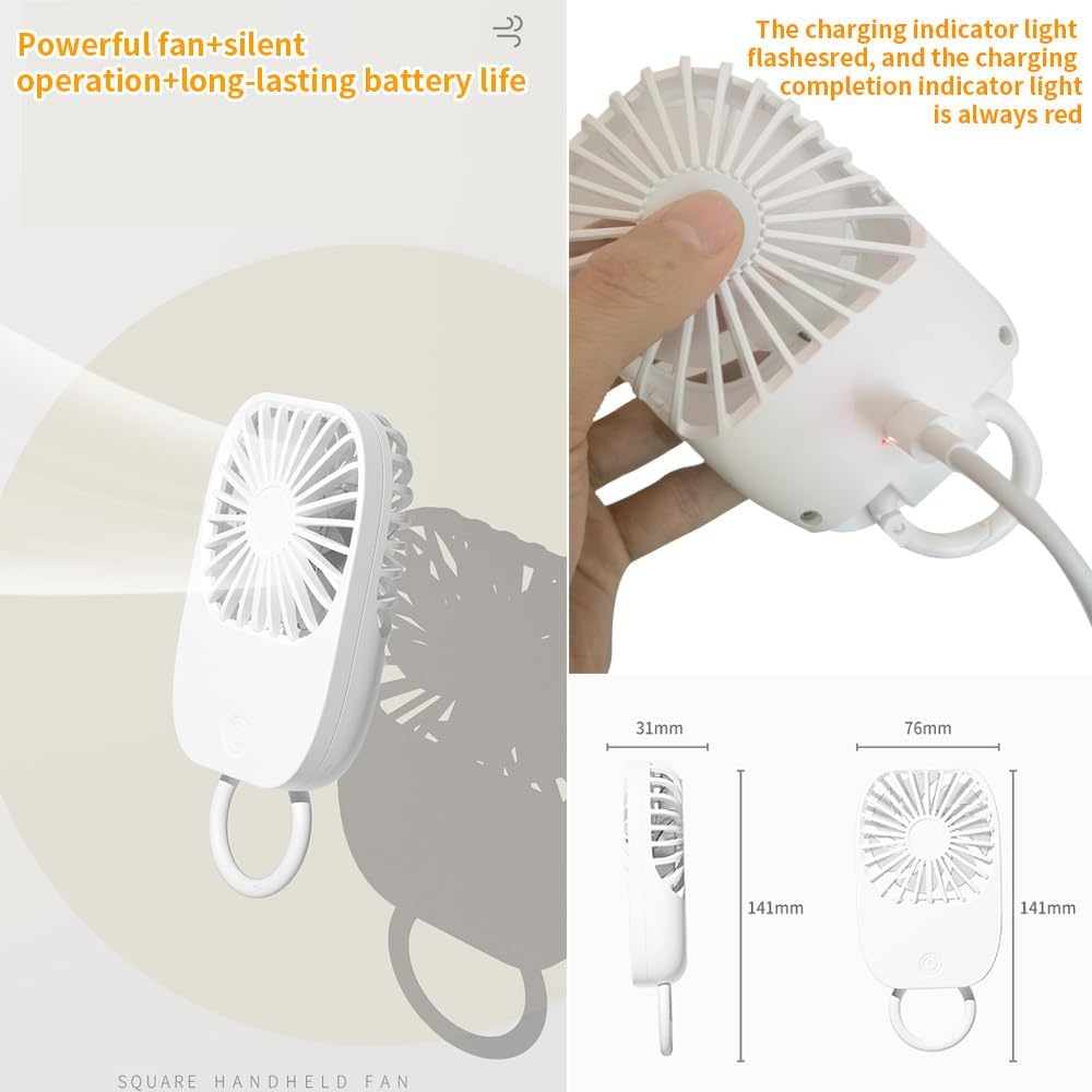 Mini Portable Pocket Fan with Keychain hook - Three Speeds Settings - USB-C charging - FREE DELIVERY